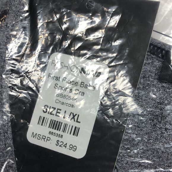 Fashion Nova First Place Babe Sports Bra Performance Top Charcoal Gray Crop L/XL - Picture 5 of 5